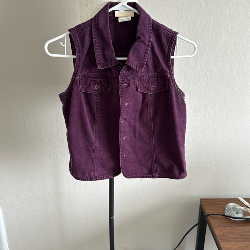 Purple Sleeveless Denim Vest